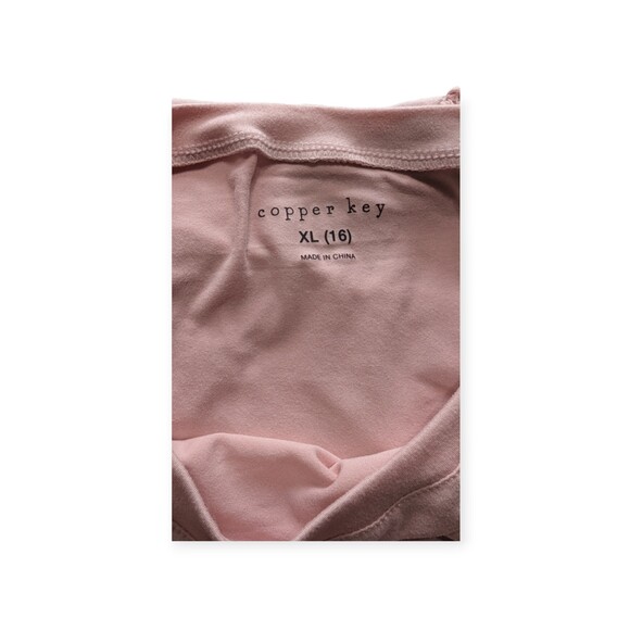 Copper Key Shirt Womens XL(16) Light Pink Long Sleeve Crew Neck Twist Front Top - Picture 5 of 8